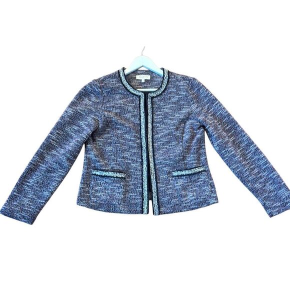 Talbots tweed blue and red open blazer jacket size small - Picture 1 of 9